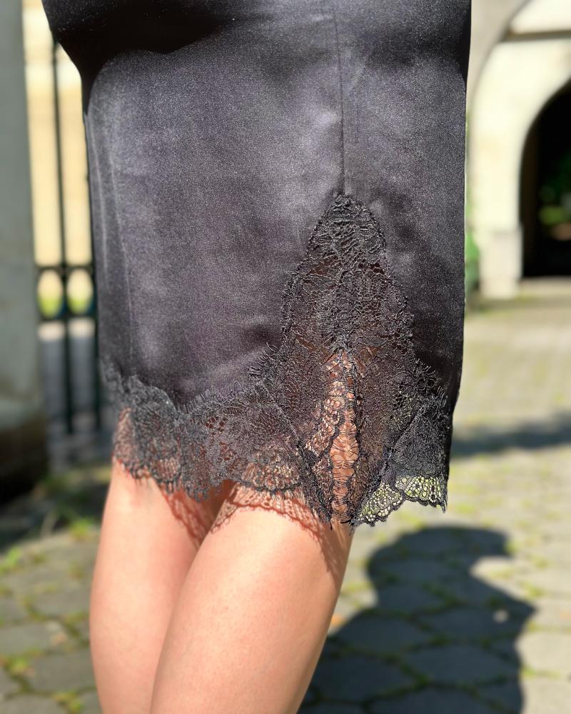 Sukně dámská Pinko Satin E Pizzo černá