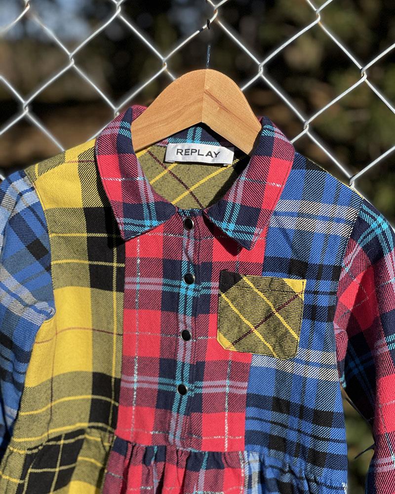 Šaty dětské Replay kárované barevné