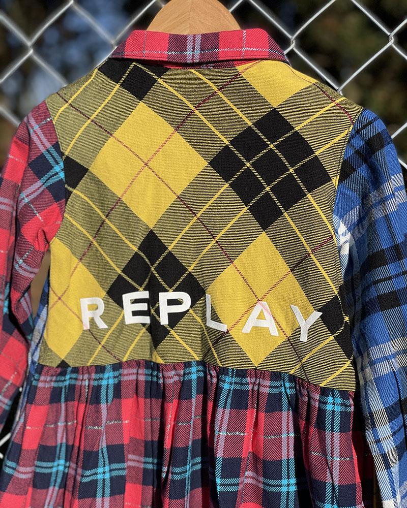 Šaty dětské Replay kárované barevné