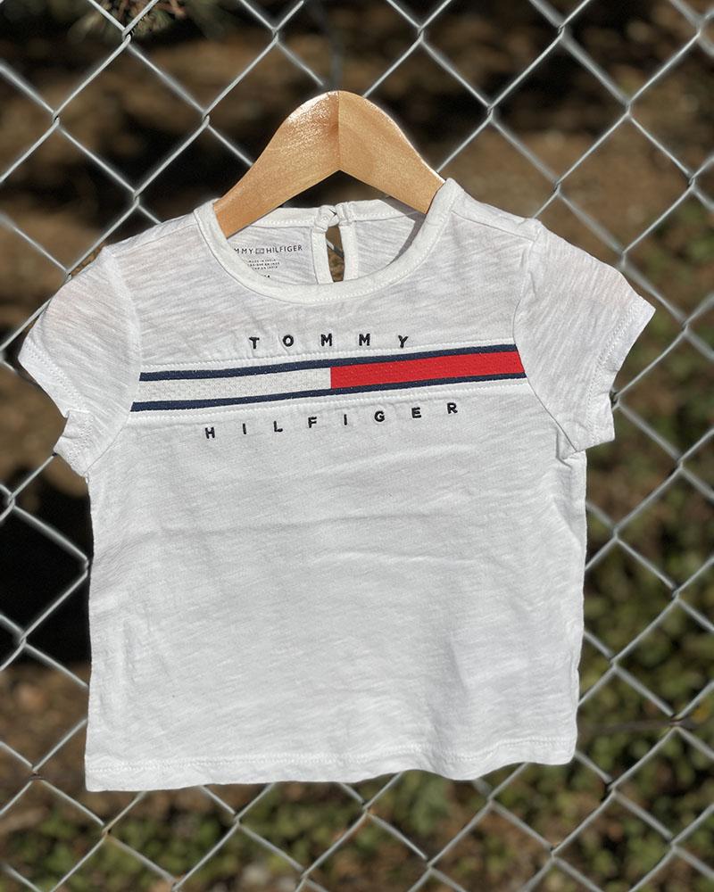 Triko dětské Tommy Hilfiger bílé s proužkem