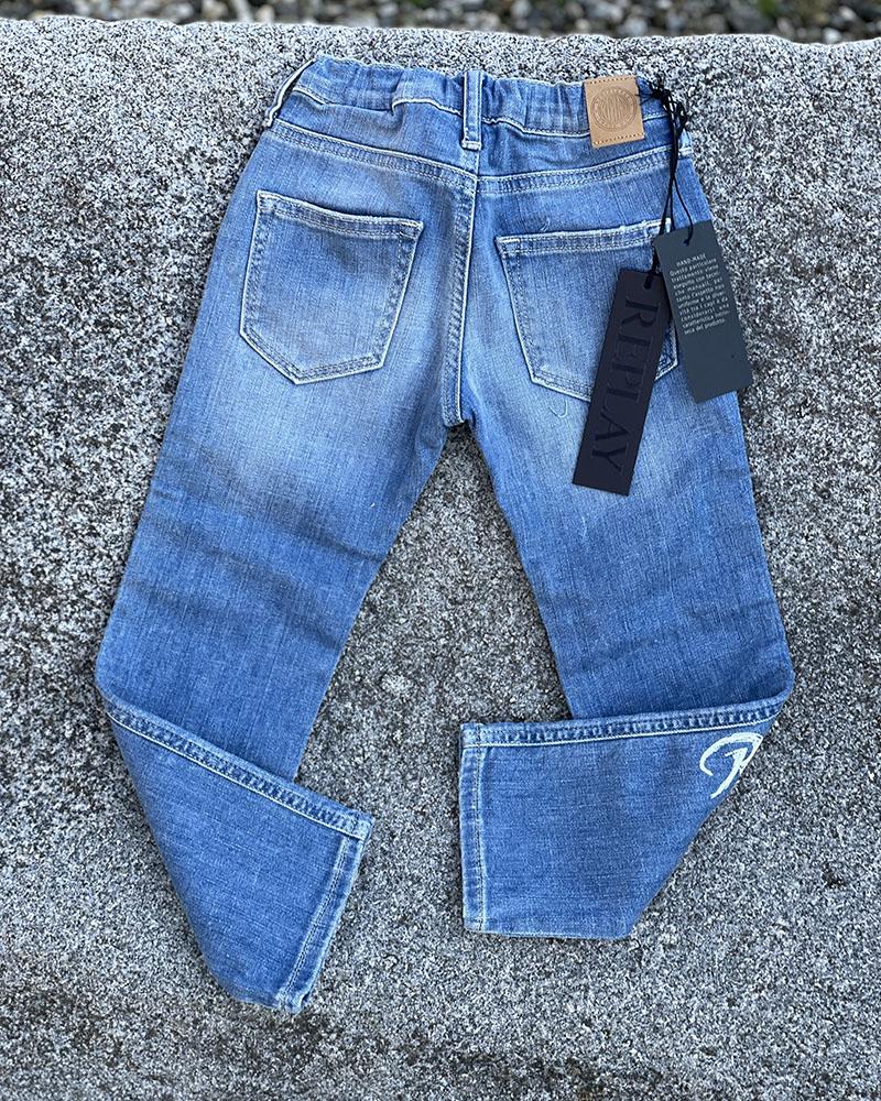 Džíny dětské Replay modré s nápisem