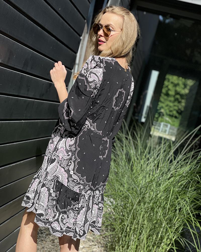Women's dress Twinset black with patterns