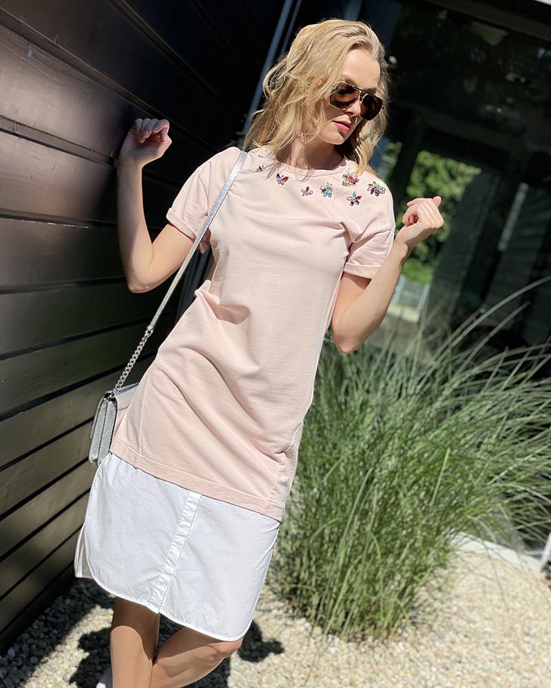 Women's dress Twinset cream with rhinestones