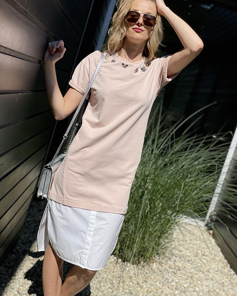 Women's dress Twinset cream with rhinestones