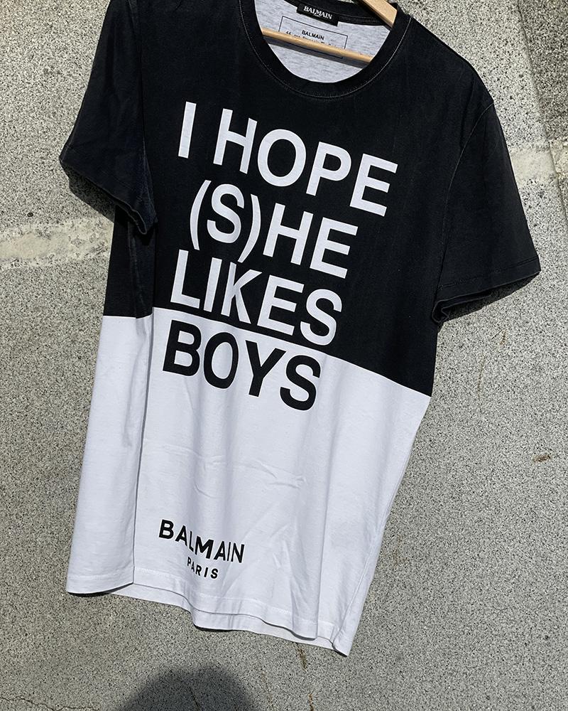 Men's T-shirt Balmain black and white with inscriptions