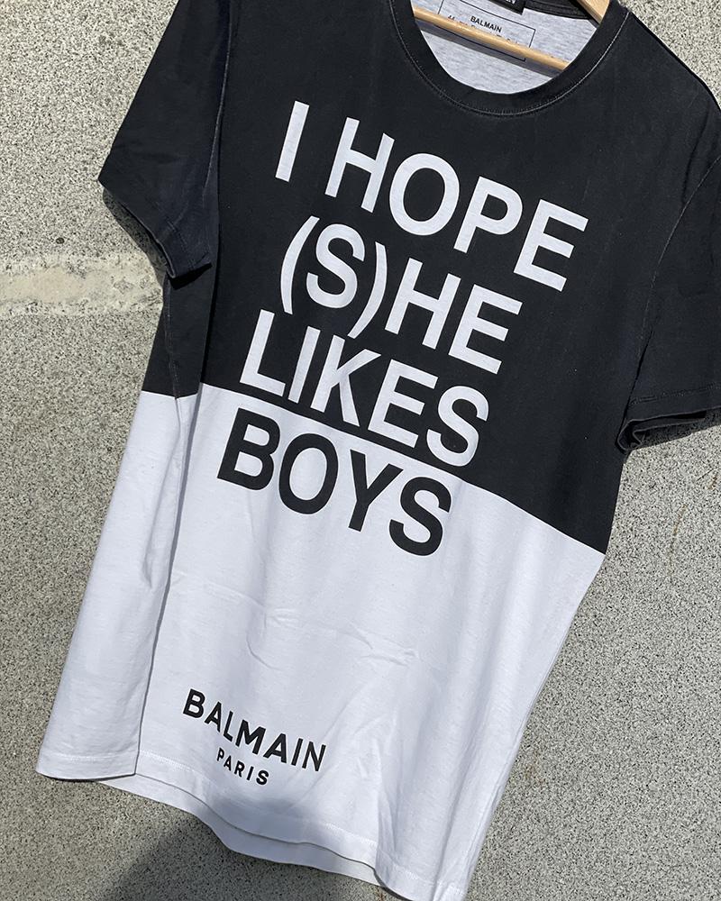 Men's T-shirt Balmain black and white with inscriptions