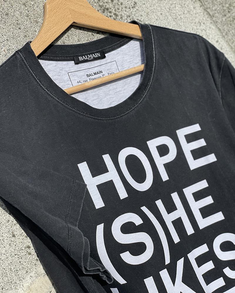 Men's T-shirt Balmain black and white with inscriptions