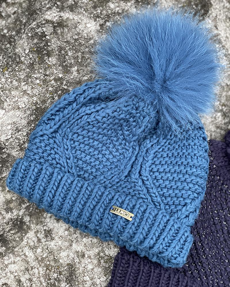 Women's cap Liu Jo blue with pom pom