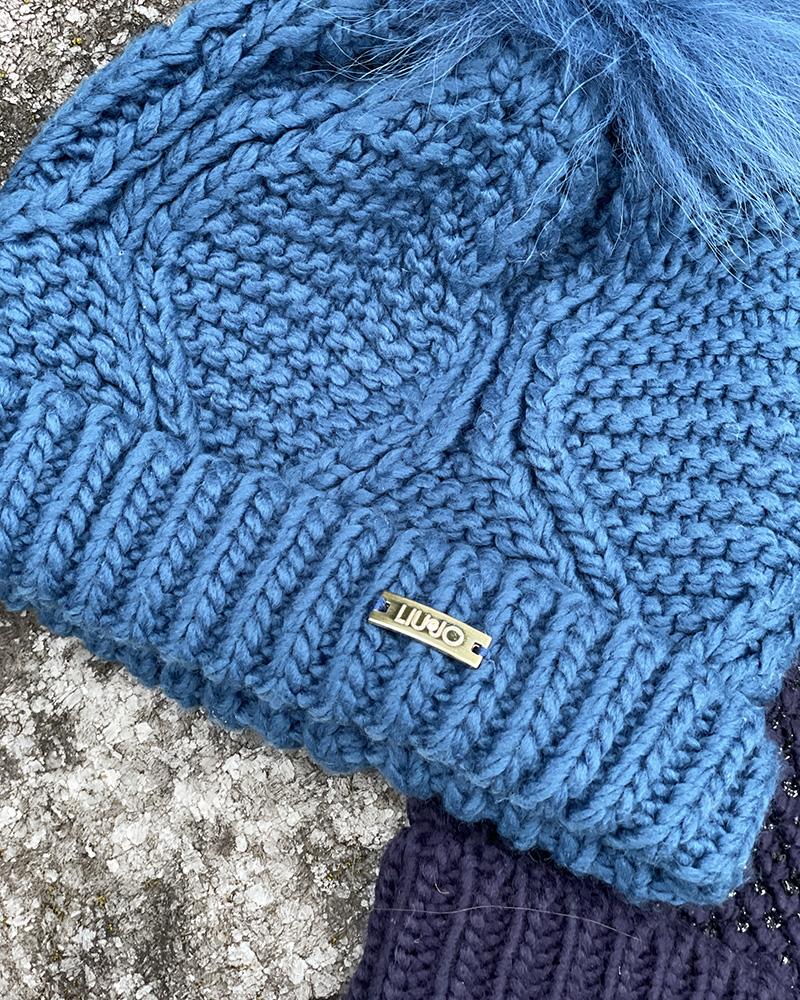 Women's cap Liu Jo blue with pom pom