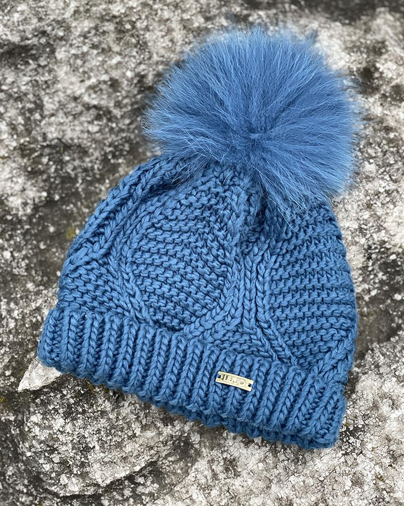 Women's cap Liu Jo blue with pom pom