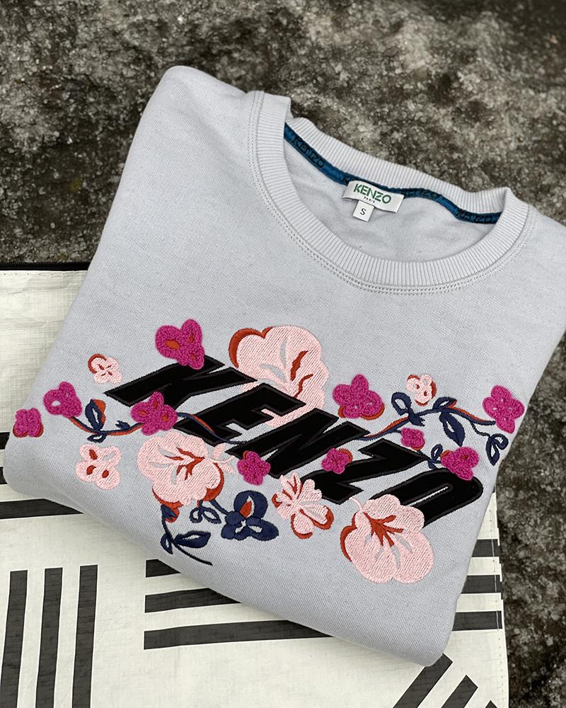 Women's sweatshirt Kenzo pale blue with flowers