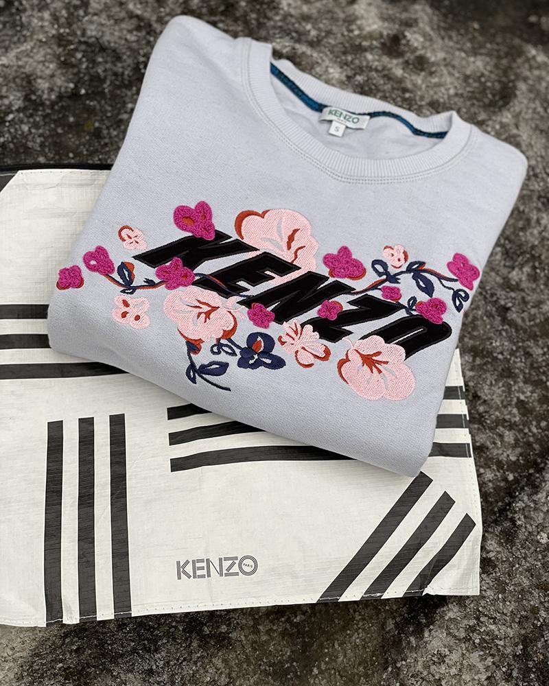 Women's sweatshirt Kenzo pale blue with flowers