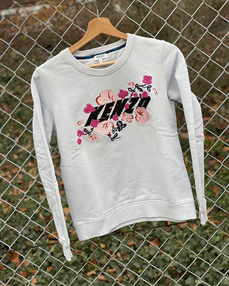 Women's sweatshirt Kenzo pale blue with flowers