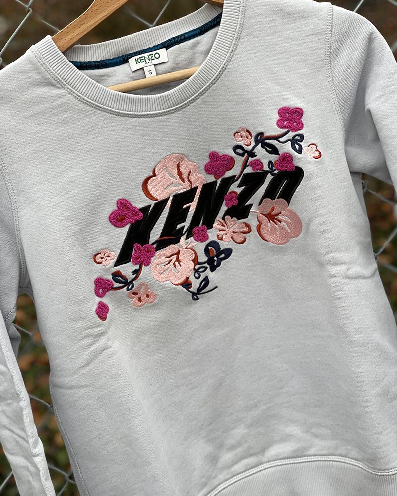 Women's sweatshirt Kenzo pale blue with flowers