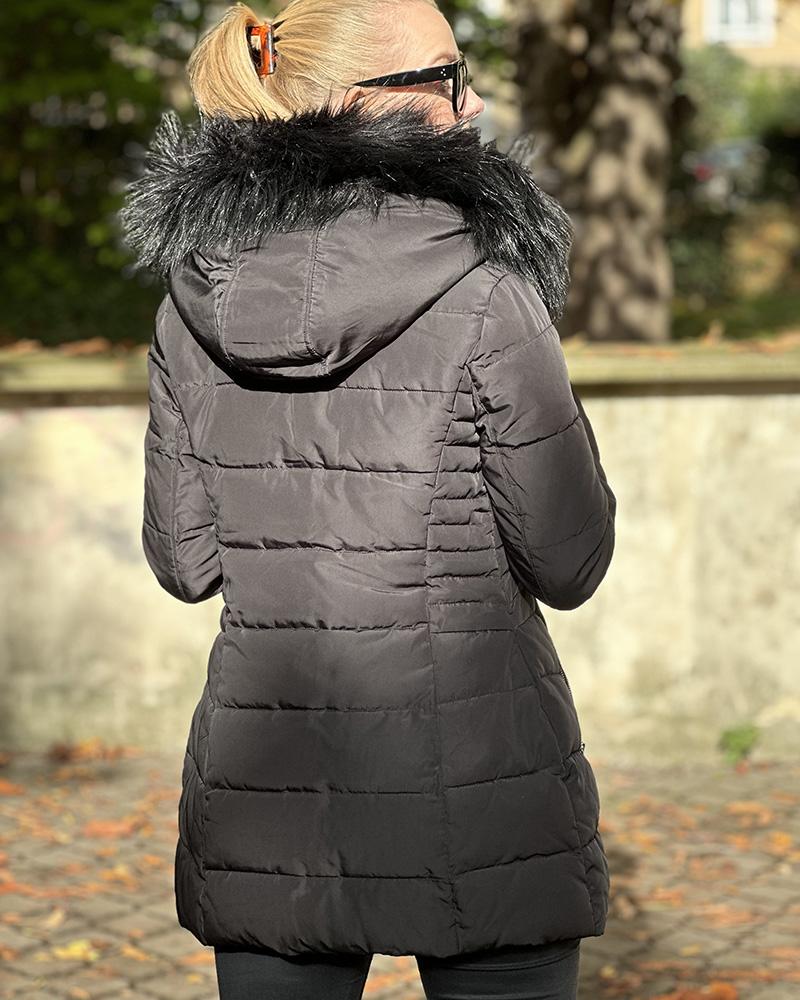 Bunda dámská Guess dlouhá s kožíškem