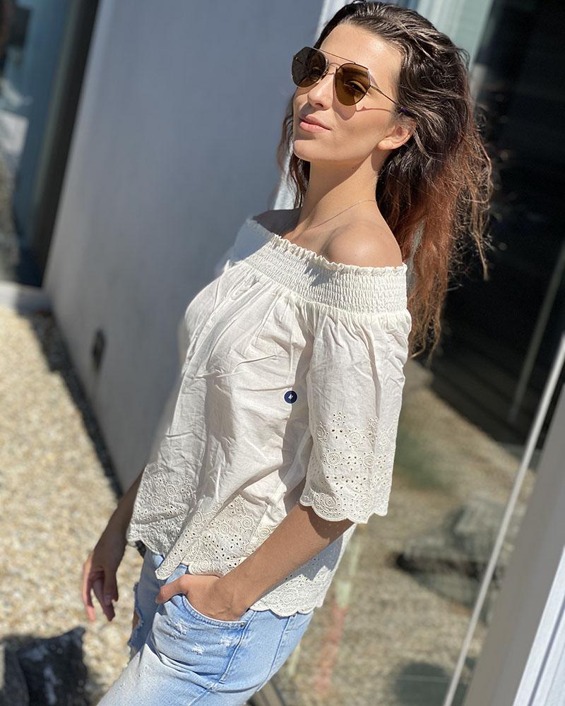 Halenka dámská Abercrombie & Fitch krémová