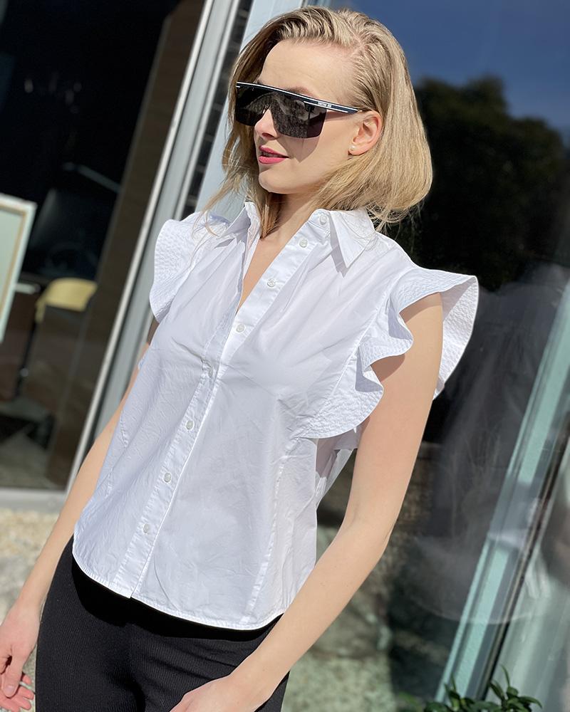 Women's shirt Pinko white with ruffles