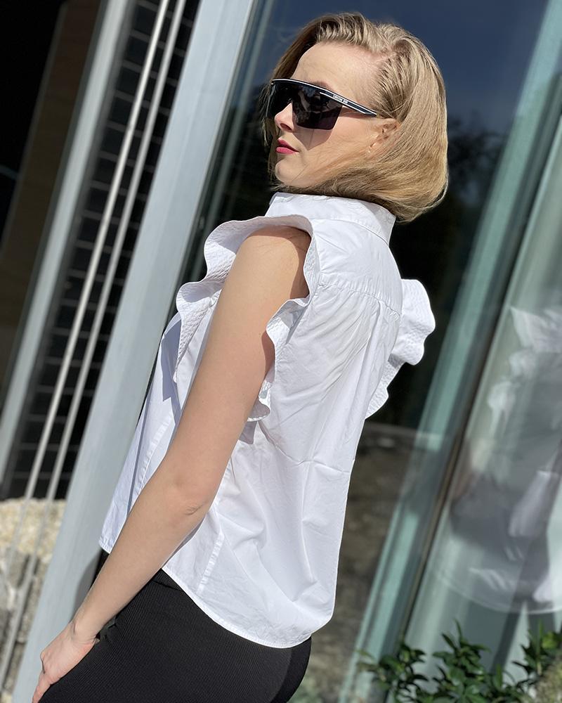 Women's shirt Pinko white with ruffles