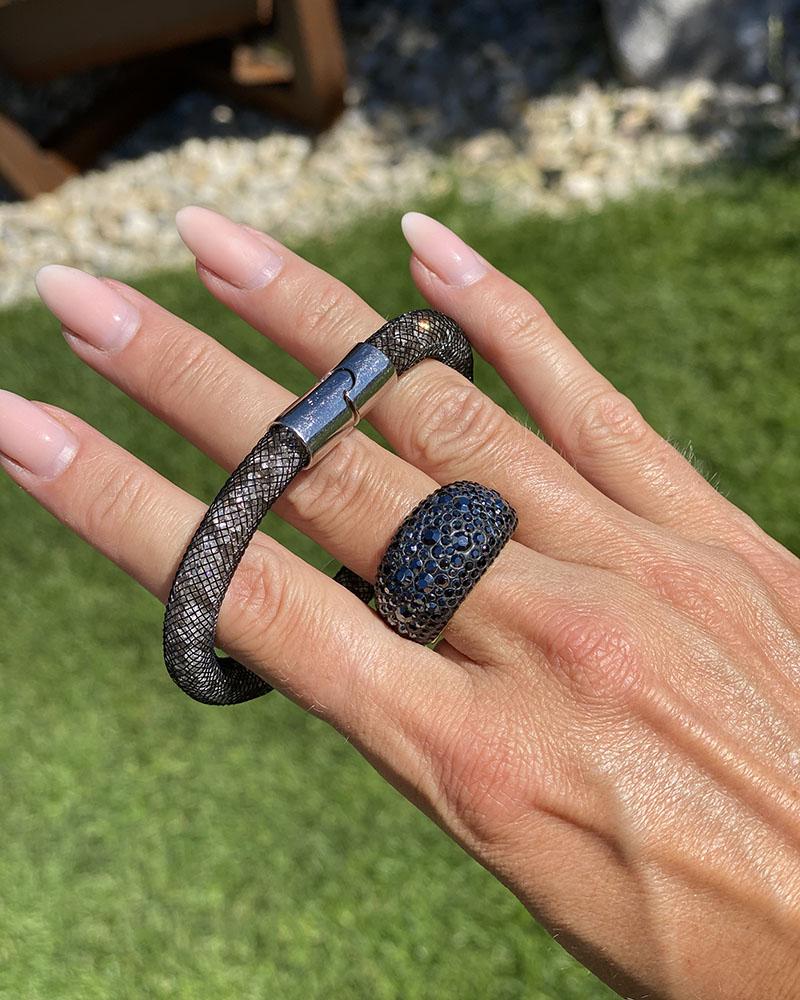 Women's ring Swarovski black stones