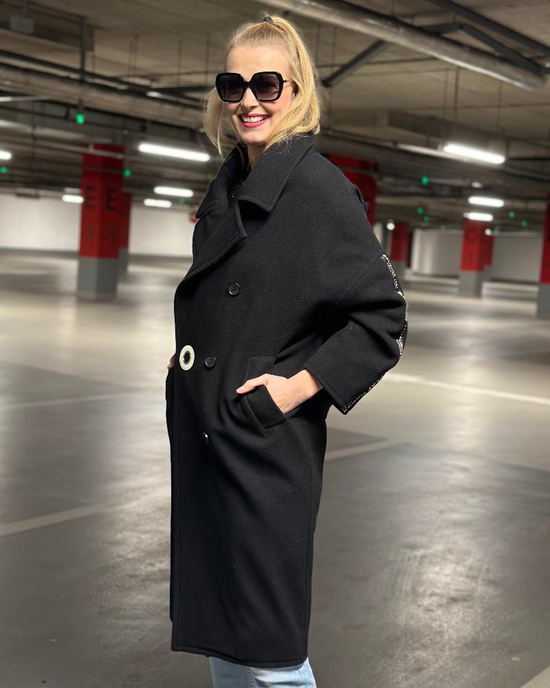 Kabát dámský Replay černý s nápisem