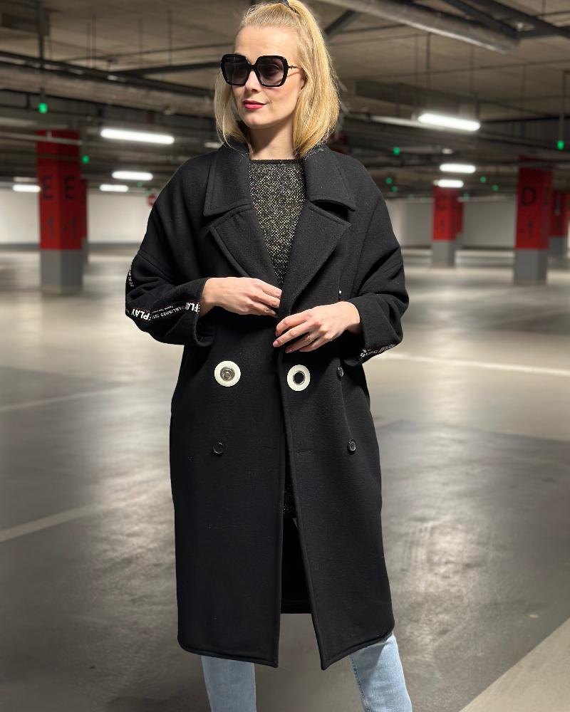 Kabát dámský Replay černý s nápisem