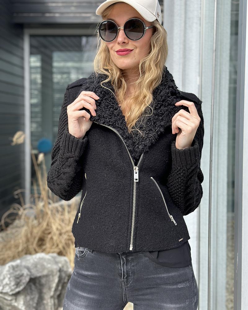 Diesel women's black sweater coat