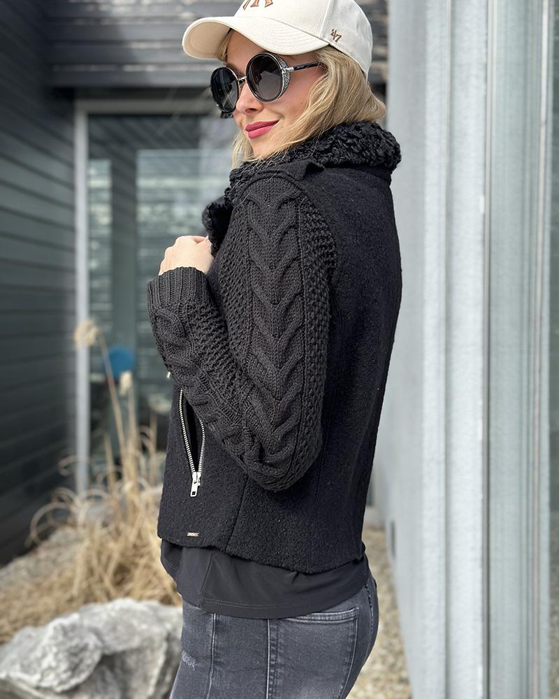 Diesel women's black sweater coat