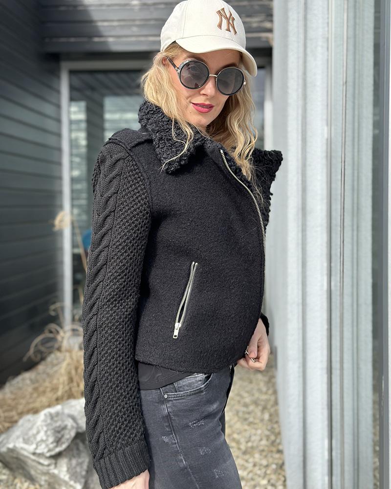 Diesel women's black sweater coat