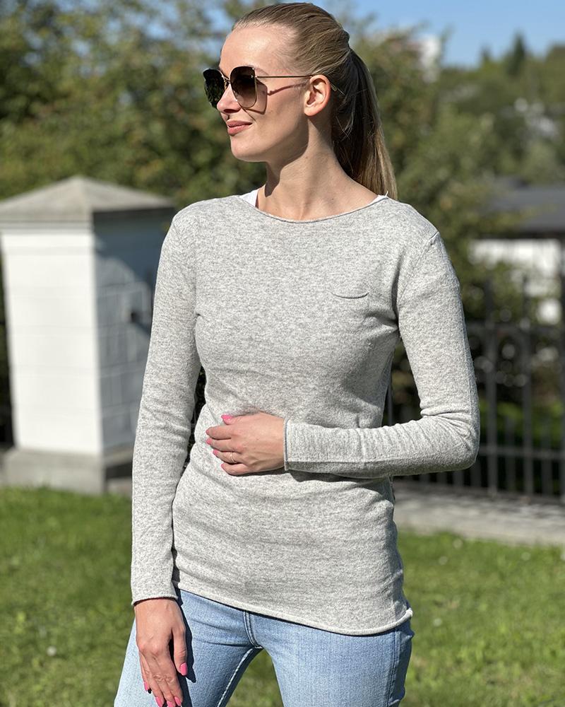 Women's sweater MET gray with slit on the back