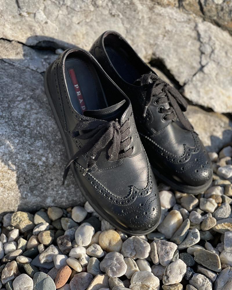 Polobotky pánské Prada FUL BROGUE DERBY černé