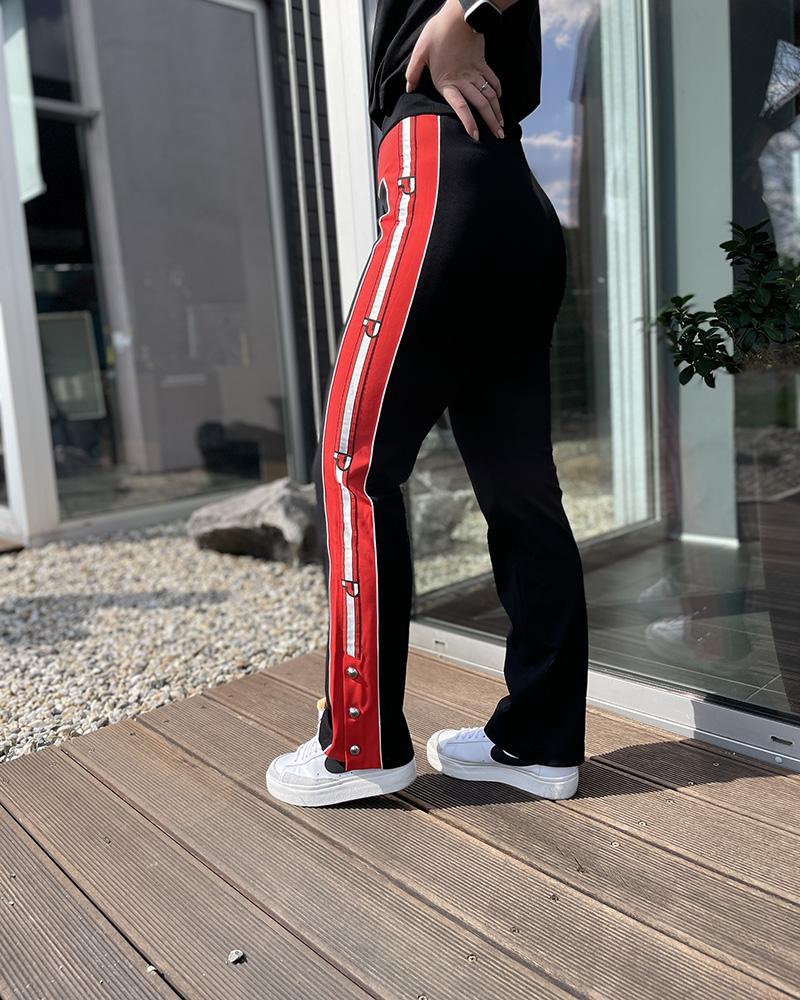 Pinko women's trousers with a red stripe