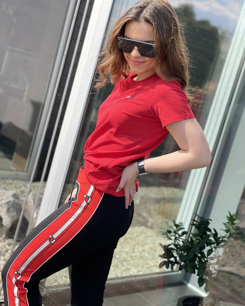 Pinko women's trousers with a red stripe