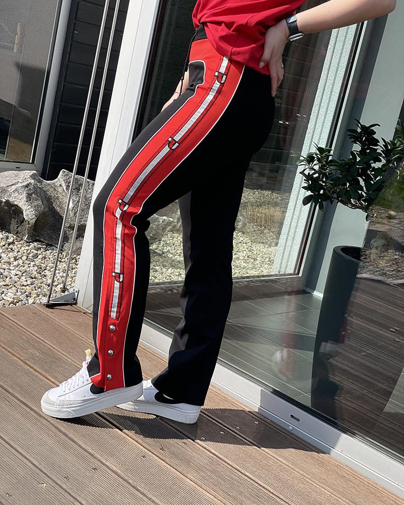 Pinko women's trousers with a red stripe