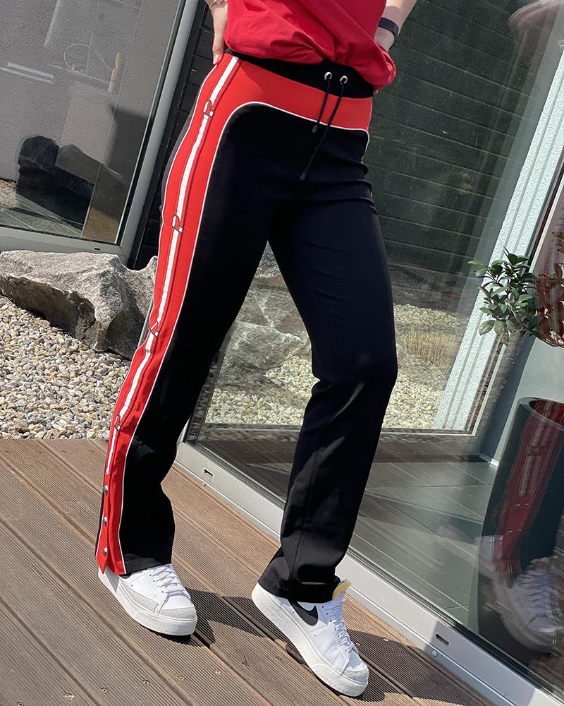 Pinko women's trousers with a red stripe