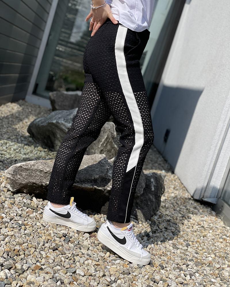 Pinko women's pants black with white stripe