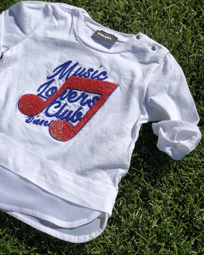 Triko dětské Diesel bílé s nápisem