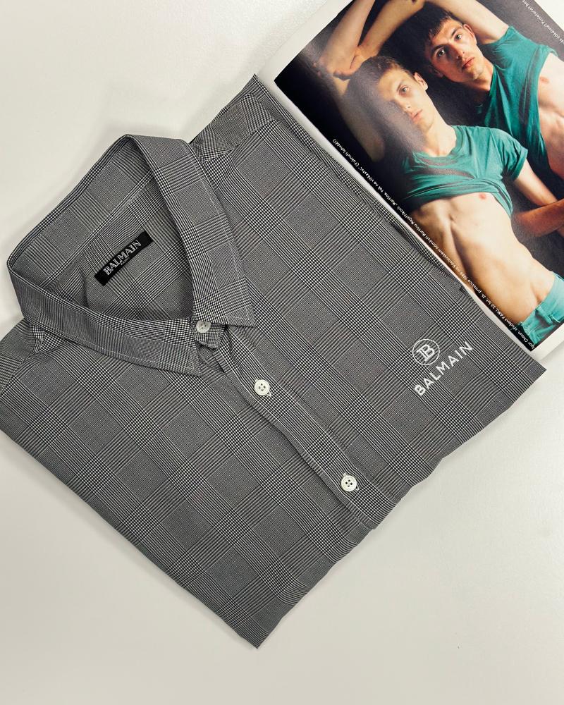 Košile pánská Balmain černo-bílá kostičkovaná