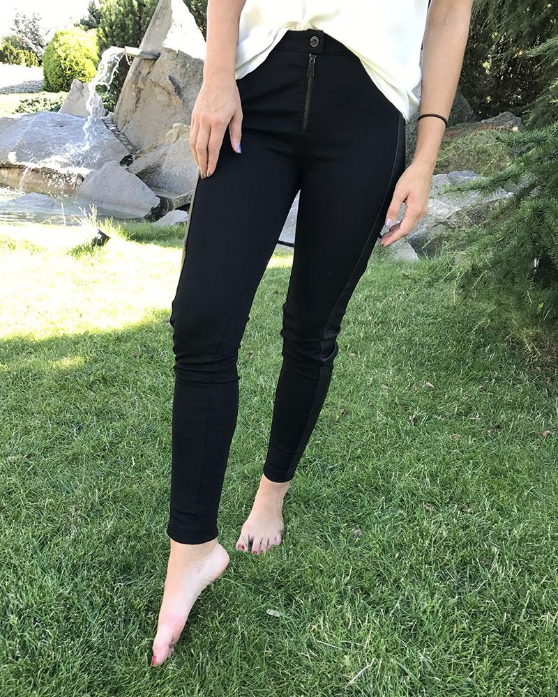 Women's trousers Burberry REGULAR black with leather