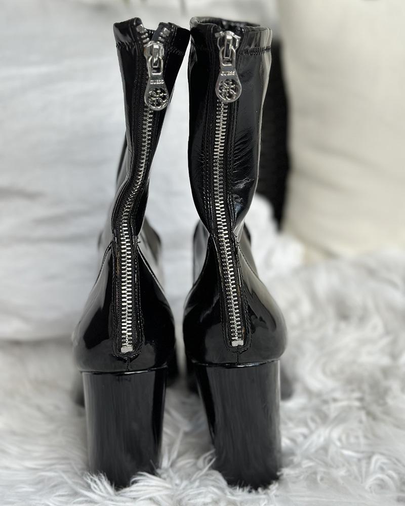 Women's boots Guess black shiny on the heel