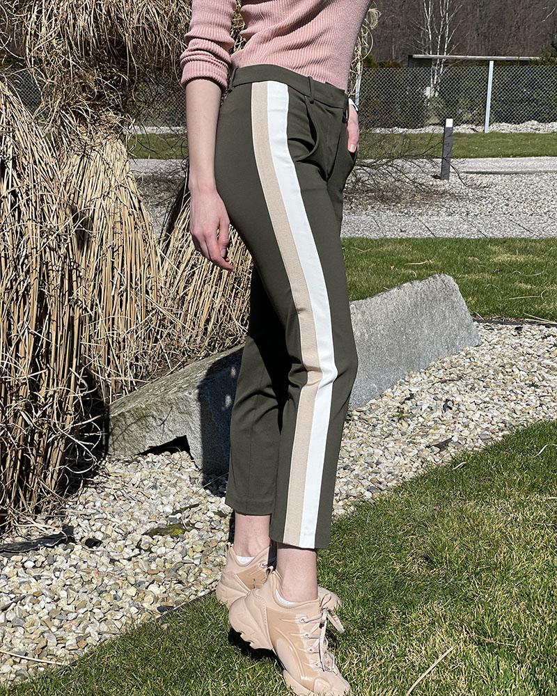 Women's pants Pinko SAVANNAH khaki with stripe