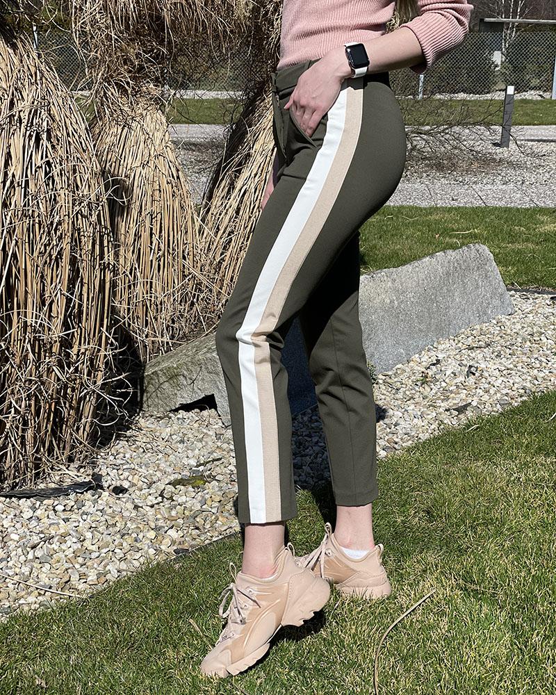 Women's pants Pinko SAVANNAH khaki with stripe
