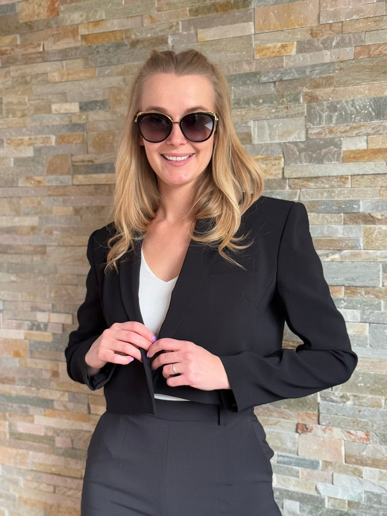 Women's jacket Pinko black without collar