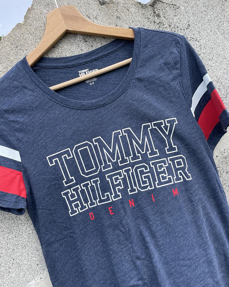 Triko dámské Tommy Hilfiger modré s nápisem