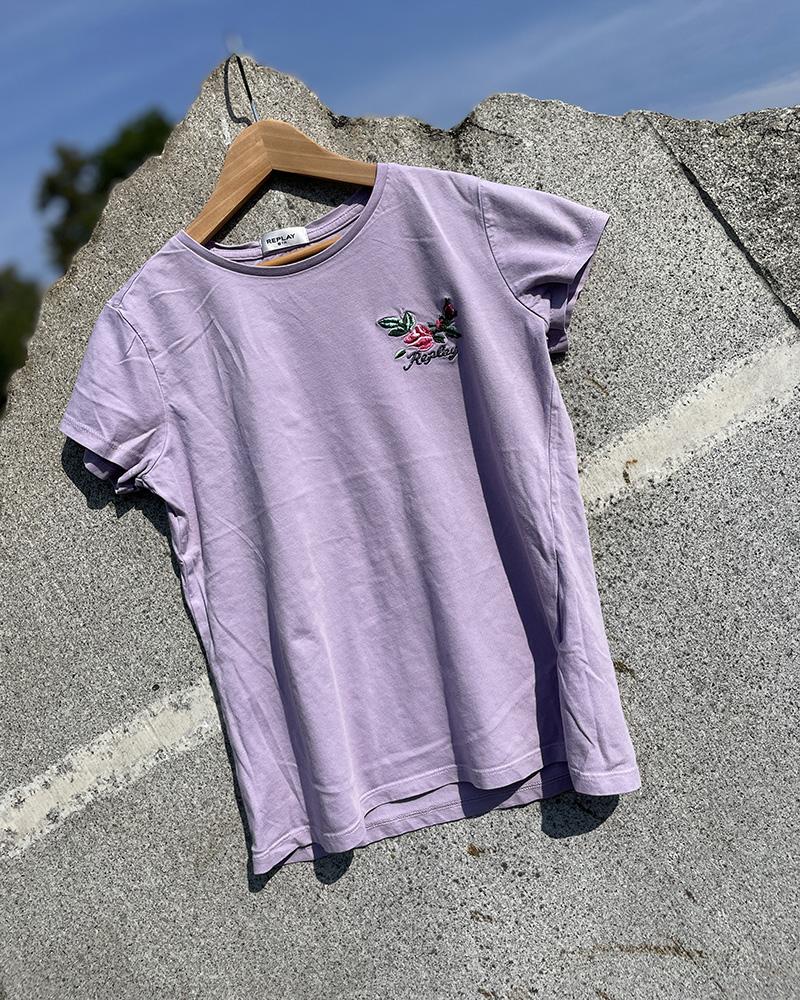 Children's t-shirt Replay purple with embroidery