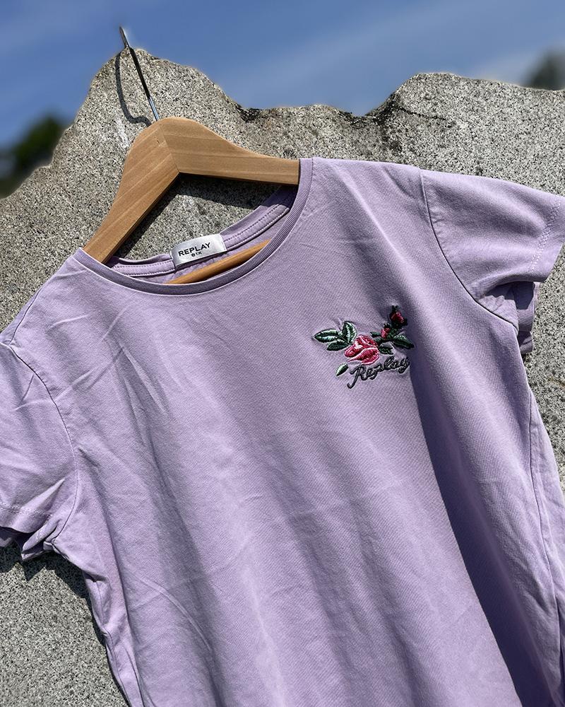 Children's t-shirt Replay purple with embroidery