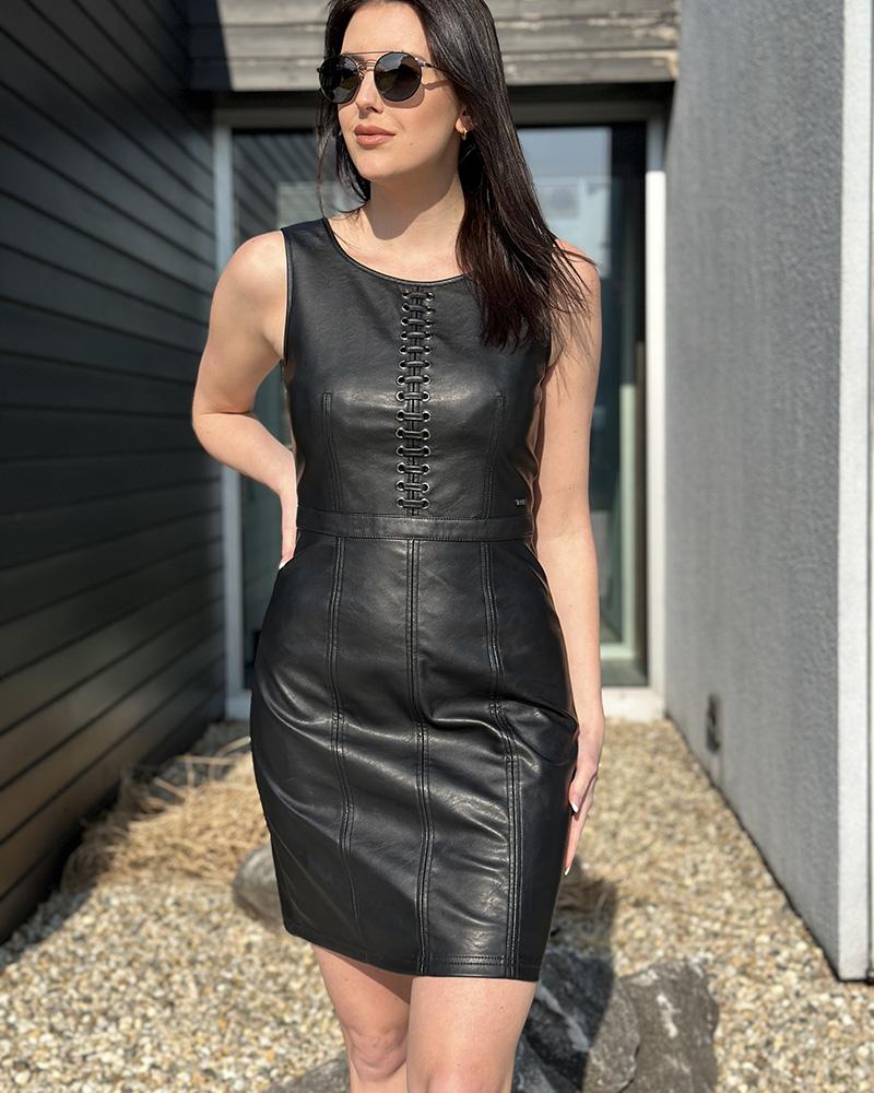 Women's Armani Exchange black leather dress