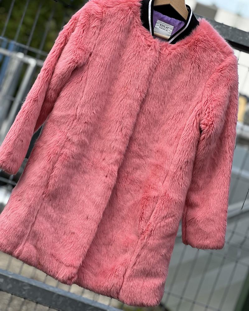 Children's coat Replay pink furry