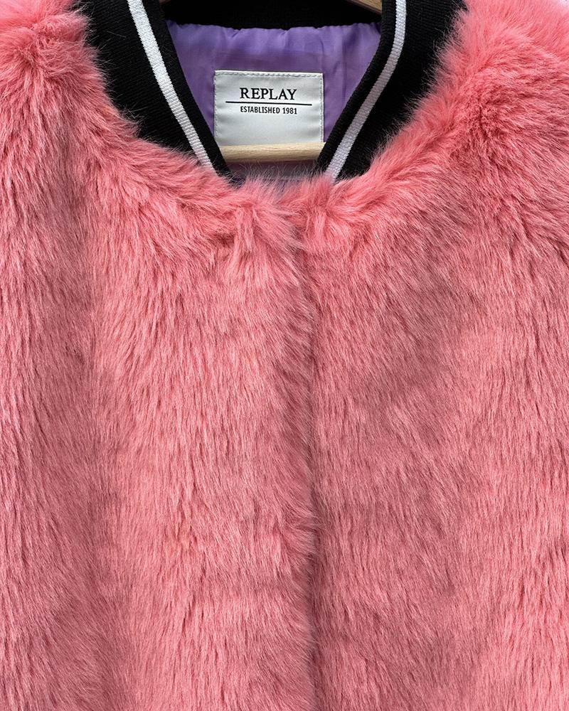 Children's coat Replay pink furry