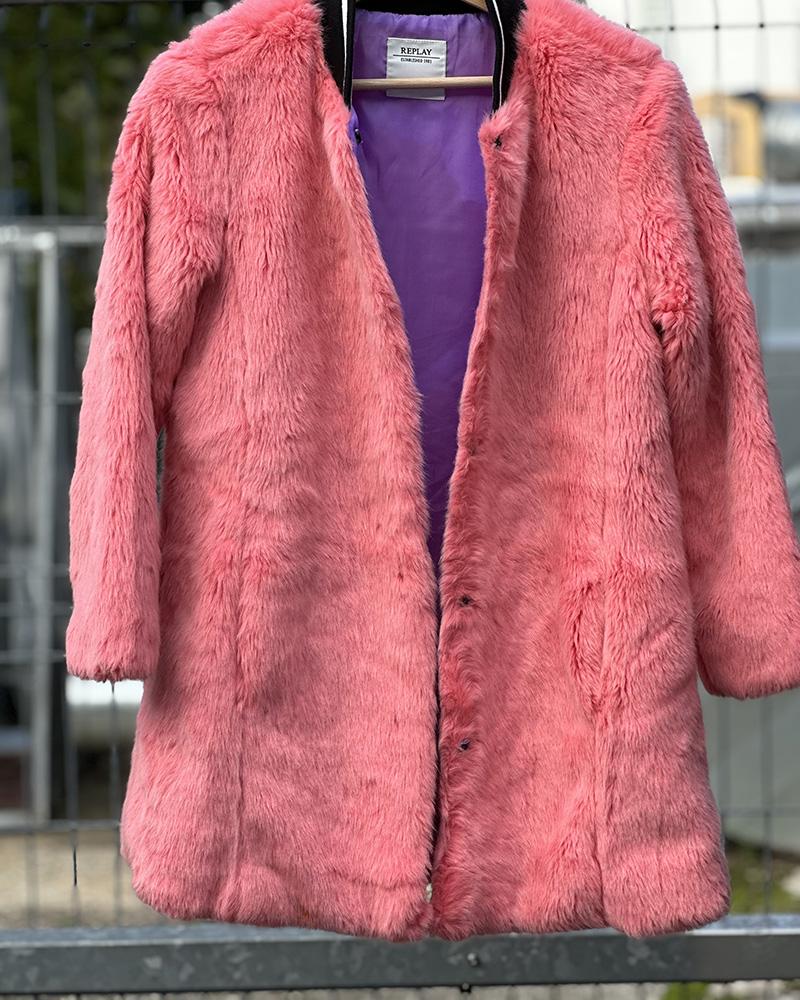 Children's coat Replay pink furry