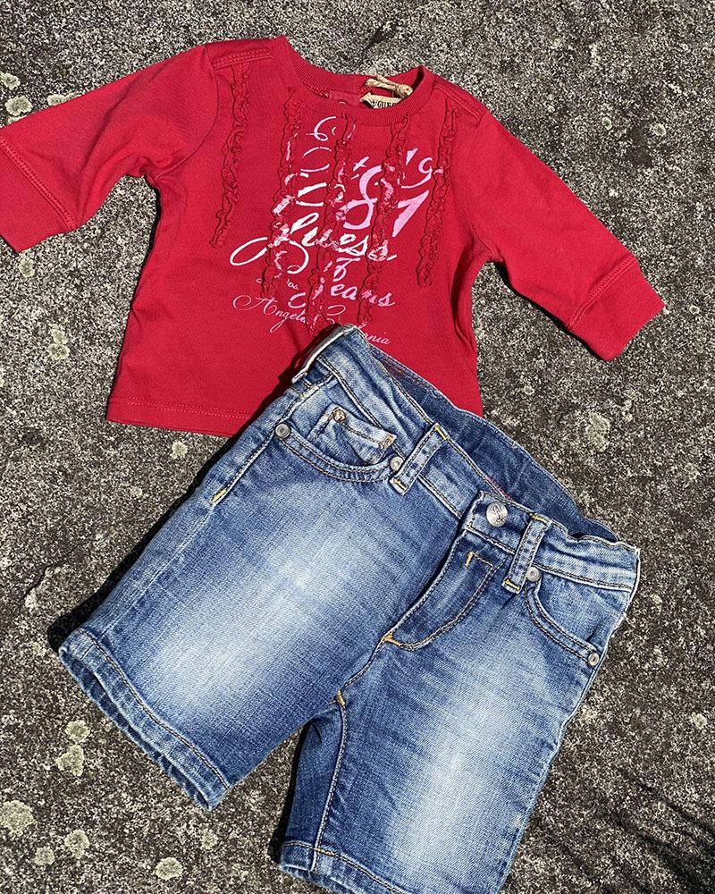 Guess children's t-shirt red with frills